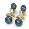 Image 3 : 1.3 ctw Pearl & Diamond Earrings 18K Yellow Gold