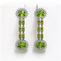 9.21 ctw Peridot & Diamond Earrings 14K Yellow Gold