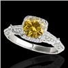 Image 1 : 1.36 ctw Certified SI/I Fancy Intense Yellow Diamond Ring 10k White Gold