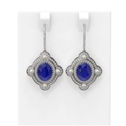 9.96 ctw Sapphire & Diamond Earrings 18K White Gold