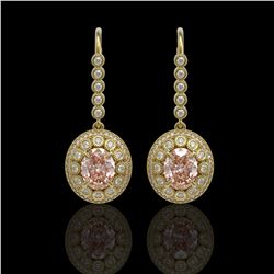 7.85 ctw Morganite & Diamond Victorian Earrings 14K Yellow Gold