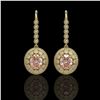 Image 1 : 7.85 ctw Morganite & Diamond Victorian Earrings 14K Yellow Gold