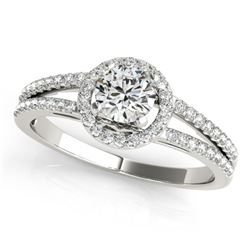 1 ctw Certified VS/SI Diamond Solitaire Halo Ring 14k White Gold