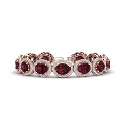 27 ctw Garnet & Micro Pave VS/SI Diamond Certified Bracelet 10k Rose Gold