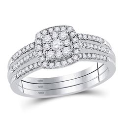 10kt White Gold Womens Round Diamond 3-Piece Bridal Wedding Engagement Ring Set 1/2 Cttw