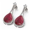 Image 3 : 23.35 ctw Ruby & Diamond Earrings 18K White Gold