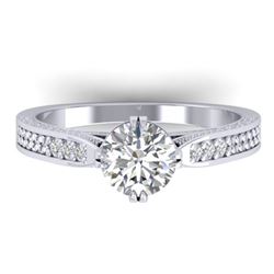 1.22 ctw Certified VS/SI Diamond Art Deco Ring 14k White Gold