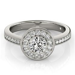 0.8 ctw Certified VS/SI Diamond Solitaire Halo Ring 14k White Gold