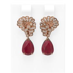 7.73 ctw Ruby & Diamond Earrings 18K Rose Gold