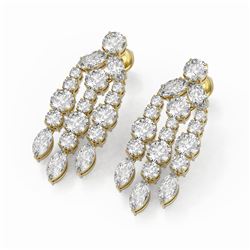 6.4 ctw Round & Marquise cut Diamond Earrings 18K Yellow Gold