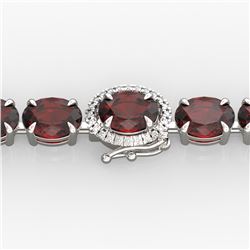19.25 ctw Garnet & Diamond Eternity Micro Bracelet 14k White Gold