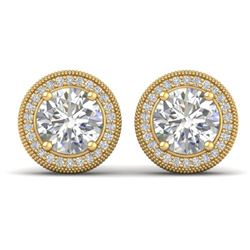 4 ctw Certified VS/SI Diamond Art Deco Stud Earrings 14K Yellow Gold