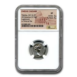 Roman Silver Denarius Emperor Tiberius (14-37 AD) XF NGC