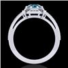 Image 3 : 1 ctw Intense Blue Diamond Engagment Art Deco Ring 18k White Gold