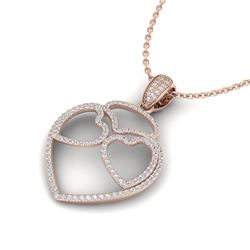 1.20 ctw Micro Pave VS/SI Diamond Heart Necklace 14k Rose Gold