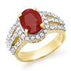 Image 1 : 4.70 ctw Ruby & Diamond Ring 14k Yellow Gold
