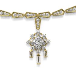 6 ctw Princess Cut Diamond Designer Necklace 18K Yellow Gold
