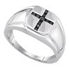Image 1 : Sterling Silver Mens Round Black Color Enhanced Diamond Cross Religious Ring 1/4 Cttw