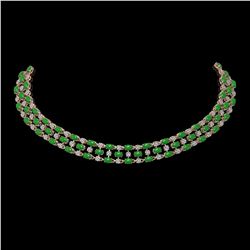 26.75 ctw Jade & Diamond Necklace 10K Rose Gold