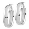 Image 2 : 14k White Gold Omega Back Oval Hoop Earrings - 10x28 mm