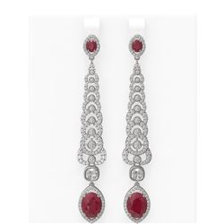 9.18 ctw Ruby & Diamond Earrings 18K White Gold