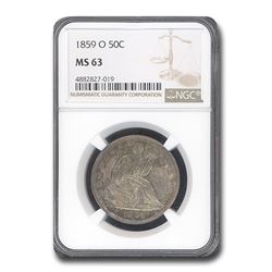 1859-O Liberty Seated Half Dollar MS-63 NGC