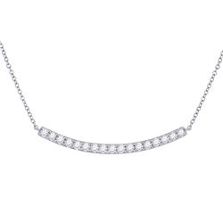 14kt White Gold Womens Round Diamond Curved Bar Necklace 3/4 Cttw