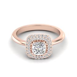 1.16 ctw Micro SI Cushion Diamond Engagment Ring Halo 14k Rose Gold