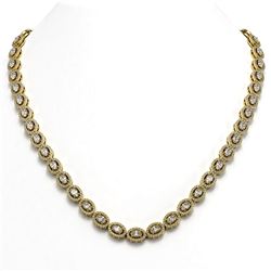 18.43 ctw Oval Cut Diamond Micro Pave Necklace 18K Yellow Gold