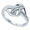 Image 1 : Sterling Silver Womens Round Diamond Double Row Strand Crossover Band 1/6 Cttw