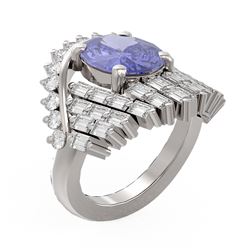 8.78 ctw Tanzanite & Diamond Ring 18K White Gold