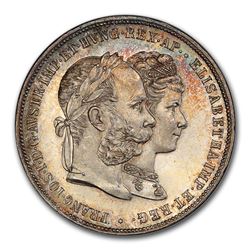 1879 Austria Silver 2 Florin Franz Joseph I MS-65 PCGS