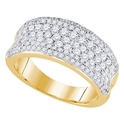 14kt Yellow Gold Womens Round Diamond Pave Wedding Anniversary Band Ring 1-1/3 Cttw