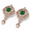 Image 3 : 11.24 ctw Emerald & Diamond Earrings 18K Rose Gold