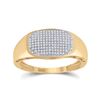 Image 1 : 10kt Yellow Gold Mens Round Diamond Cluster Ring 1/4 Cttw