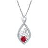 Image 1 : Sterling Silver Womens Round Lab-Created Ruby Mom Mother Child Diamond Pendant 3/4 Cttw