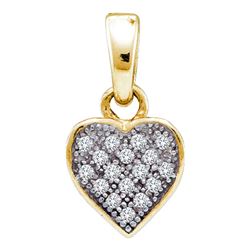 Yellow-tone Sterling Silver Womens Round Diamond Heart Cluster Pendant 1/20 Cttw