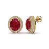 Image 2 : 9.20 ctw Ruby & Micro Pave VS/SI Diamond Earrings 18k Yellow Gold