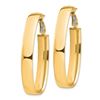 Image 2 : 14k Yellow Gold Oval Omega Back Hoop Earrings - 7x22 mm