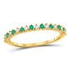 Image 1 : 10kt Yellow Gold Womens Round Emerald Diamond Stackable Band Ring 1/5 Cttw