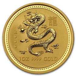 2000 Australia 1 oz Gold Lunar Dragon BU (Series I)
