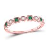 Image 1 : 10kt Rose Gold Womens Princess Emerald Diamond Square Dot Stackable Band Ring 1/8 Cttw