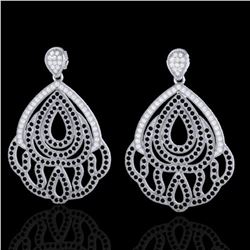 3 ctw Micro Pave Black & VS/SI Diamond Earrings Designer 18k White Gold