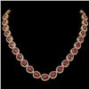 Image 1 : 64.01 ctw Ruby & Diamond Micro Pave Halo Necklace 10k Yellow Gold