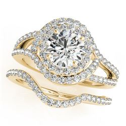 1.92 ctw Certified VS/SI Diamond 2pc Wedding Set Halo 14k Yellow Gold