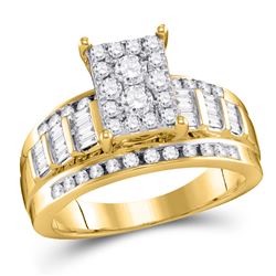 10kt Yellow Gold Womens Round Diamond Cluster Bridal Wedding Engagement Ring 1/2 Cttw