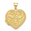 Image 1 : 14k Yellow Gold Scrolled Love you always Heart Locket - 24 mm