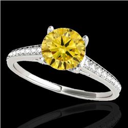 2 ctw Certified SI/I Fancy Intense Yellow Diamond Ring 10k White Gold