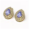 Image 2 : 8.54 ctw Tanzanite & Diamond Victorian Earrings 14K Yellow Gold