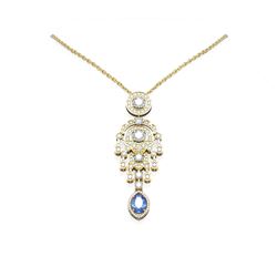 7.04 ctw Tanzanite & Diamond Necklace 18K Yellow Gold